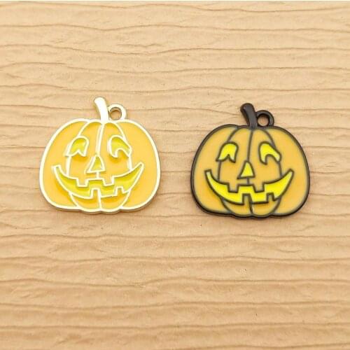 10pcs 19x20mm enamel pumpkin charm for jewelry making crafting earring pendant bracelet charm necklace charms diy finding