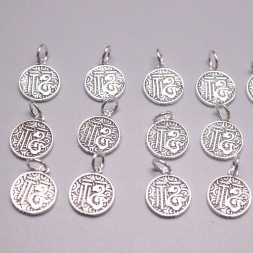 10PCS S925 Sterling Silver Pendant Luck Round Fu Pendant 14x9mm Silver Accessories