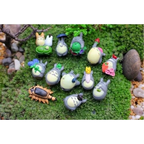 12pcs/lot Hot Sale Mini My Neighbor Totoro Resin Crafts Anime Figure DIY Moss Micro Landscape Toys Wholesale KS 011