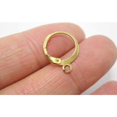 Brass leverback Earring clasps 15x13x2mm Round raw brass ear clip hooks with bail -20pcs R1212