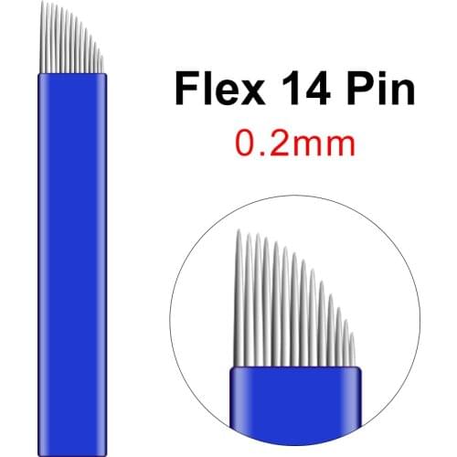 20 Pcs 0.2mm Diameter 14 Needle Micro Blade Eyebrow Microblading Tattoo Needles For Permanent Makeup