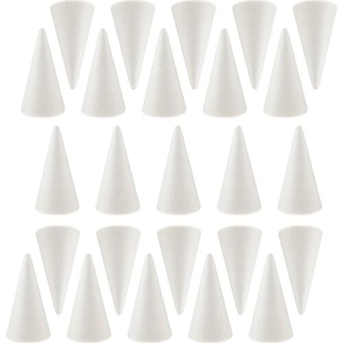 20-Pack 100mm Cone Shaped White Styrofoam Foam Ornaments Materials for Handmade DIY Modelling Arts Crafts