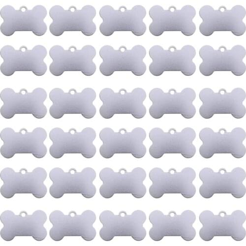 30 Pack Bone Shape Stamping Blanks Stainless Steel Blank Pendants Kit Jewelry Pendant Charms Dog Tags Jewelry Making