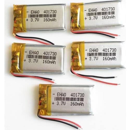 5 pcs 3.7V 160mAh 401730 Lithium Polymer Li-Po Rechargeable Battery Handheld Navigator for Mp3 GPS bluetooth Camera 4*17*30mm