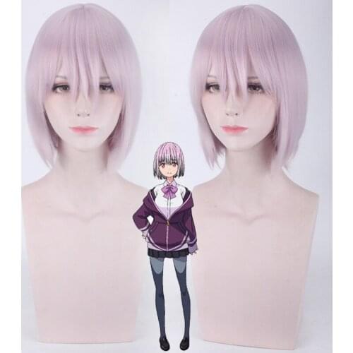 Anime SSSS.GRIDMAN Shinjo Akane cosplay Wig 35cm short straight Pink Gradient Fake Hair Heat Resistant Fiber Synthetic Wigs