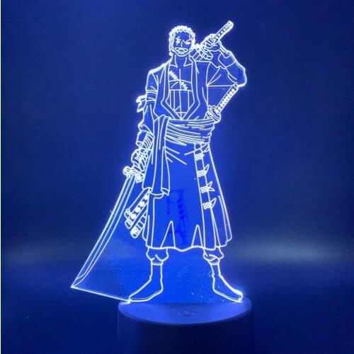 One Piece Roronoa Zoro Figure 3d Light Anime One Piece 3d Night Light for Boys Adult Color Change Decorative Lamp for Xmas Home