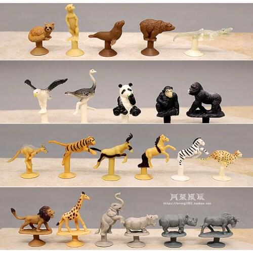 Wild Animal Miniatures Model Tiger Hippo Zebra Cheetah Brown Panda Dolphin Chimpanzee Lion Ornament Action Figures Figurine Toys