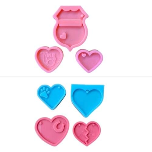 Love Heart Keychain Epoxy Resin Mold Jewelry Pendants Silicone Mould DIY Crafts Decorations Ornaments Casting Tool