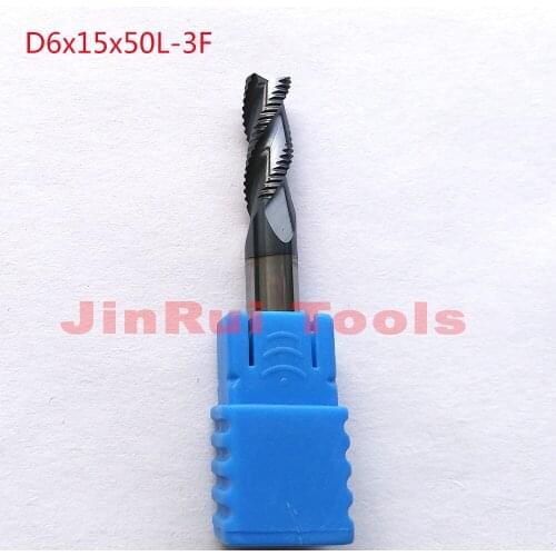 1pc 6mm D6*15*D6*50 HRC45 3 Flutes Solide Carbide Roughing End Mills CNC router bit milling cutter Tools knife fresa