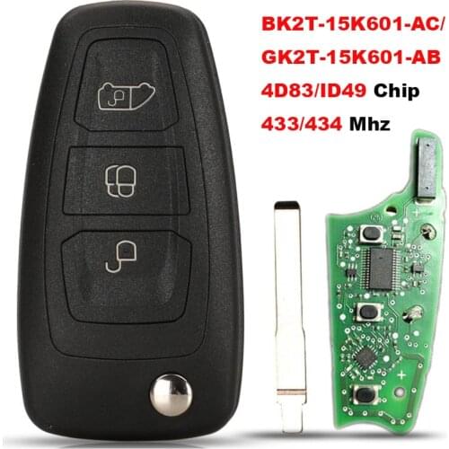 Jingyuqin Original Car Key For Ford Transit /Transit Custom Remote GK2T-15K601-AB/BK2T-15K601-AC 434/433 MHz Id49/4D83 Chip
