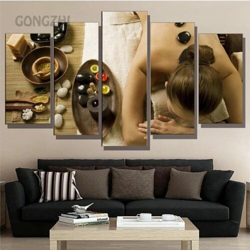Five-Piece Hd Canvas Painting Spa Nail Beauty Salon Massage Wall Art Poster Home Decor Living Room Modular Picture Frameless
