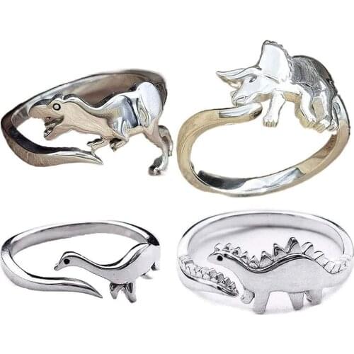 Dinosaur Shape Ring 925 Real Sterling Silver Women Lady Fashion Jewelry Charm Animal Opening Size Rings Girls Gift