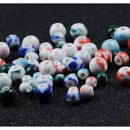 RBFHYER Round Glaze Ceramic beads 6/8/10MM Loose beads for Ladies Bracelet necklace DIY Charm Jewelry Accessories