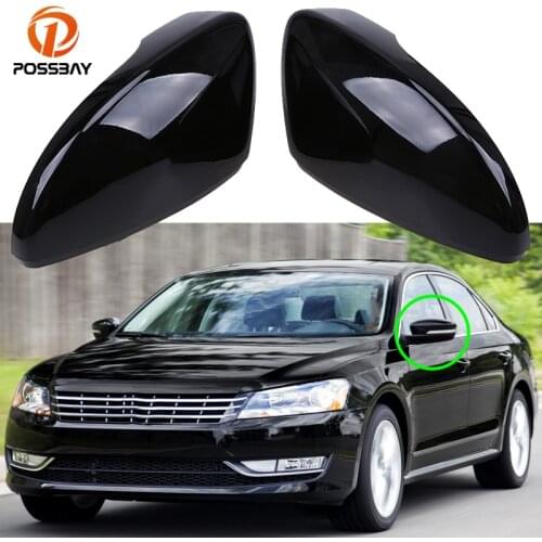 POSSBAY Car Side Rearview Mirror Cover Gloss Black for VW Beetle Jetta Passat CC EOS Scirocco 2009-2018 Auto Trims Accessories