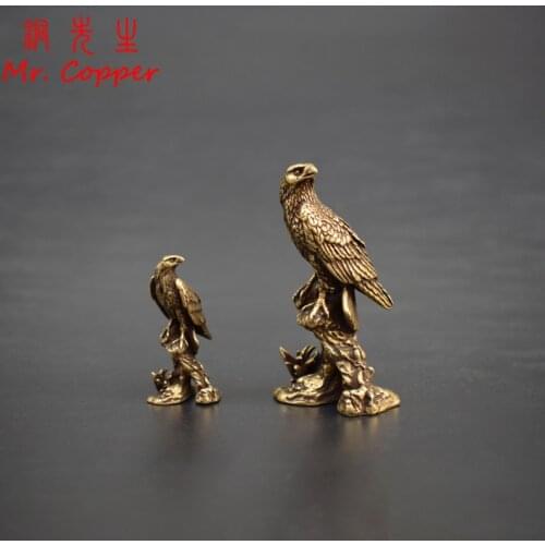 Brass Solid Copper Eagle Bird Art Model Home Living Room Office Tea House Yoga Room Decors Statues Sculpture Figurines Ornaments