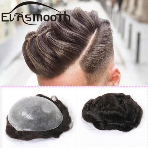 Replacement System Mens Fashion Hair Wig Natural Human Hair Men Toupee Thin Skin Hair Man Hairpieces Indian Remy Hair To