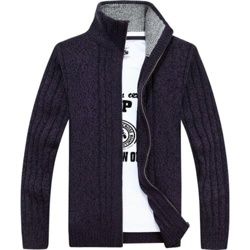 Autumn and winter mens high collar trend sweater casual wild sweater slim solid color knit jacket high quality sweater P68