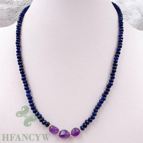 Blue Chalcedony Amethyst Necklace 18 Inches Women Aurora Diy Accessories Real Hang Gift