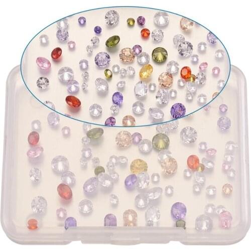 Pandahall Cubic Zirconia Cabochons or Jewelry Making DIY Grade A Faceted Diamond Mixed Color 6.8x5.2x1.1cm; 80pcs/box