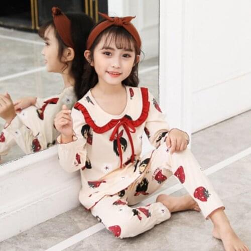 Childrens Pajamas Sets Long Sleeved Lovely Home Sleepwear Kids Underwear Suit Girl Trousers Cartoon Spring Autumn Boys Clothes