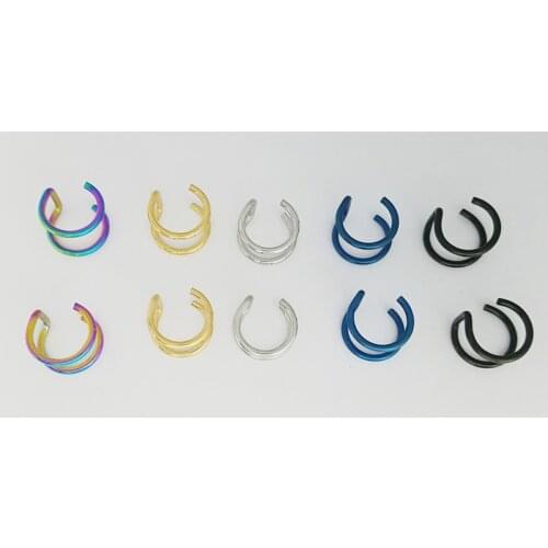 The new 2021 earclip earrings Without earholes are simple Personality stainless steel Double C Cartilage earrings titanium steel