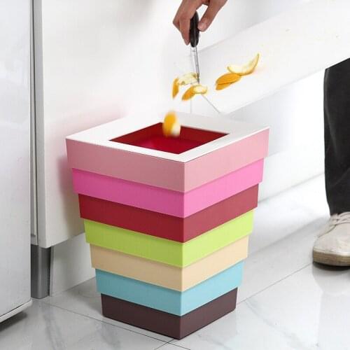 10L Trash Can Foldable Waste Bin Fashion Trash Bin Home Living Room Kitchen Bedroom Company Office Waste Basket Multifunctional