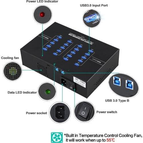 Super-Speed USB 3.0 20 ports USB Industrial grade rugged metal enclosure design Mobile Device Sync and Charge Station