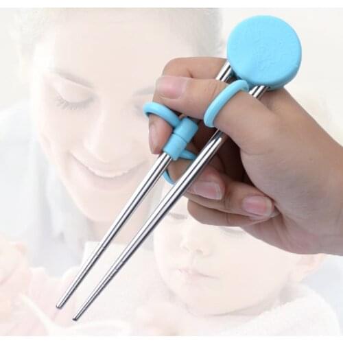 Learning Training Chopsticks Stainless Steel Chop Sticks For Child Enlightenment Cute Pig