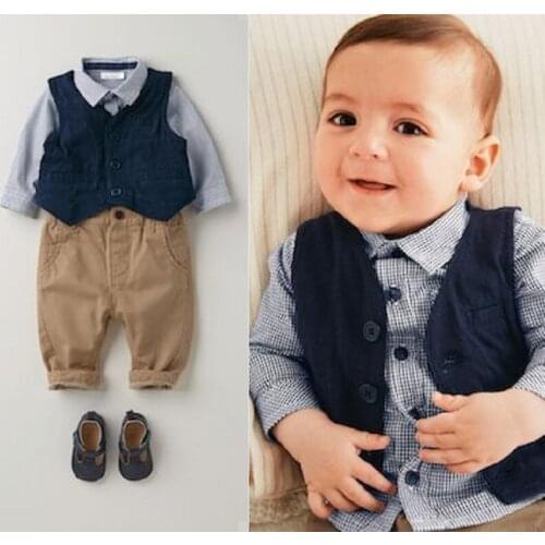 Spring and Autumn Baby Suit Boy Clothes Combo Modern Design Stripe Baby Suits Baby Kleding Jongen Baby Clothes BD50YE