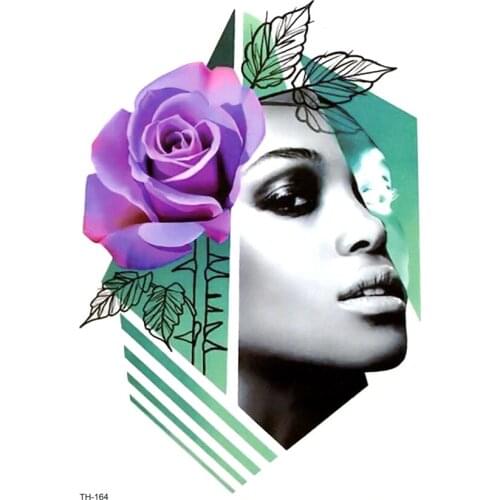 Six styles 3D Rose Woman Waterproof Temporary Tattoo Sticker The Flash Tatoo Men Beauty Flower Tatouage Temporaire Henna Tattoos