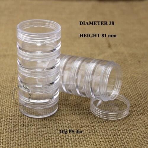 100pcs 5*10g D38XH81mm PS Cream Jar Cosmetic Packaging Eyeshadow Facial Makeup Container Plastic Jar Portable Cosmetic Empty Jar