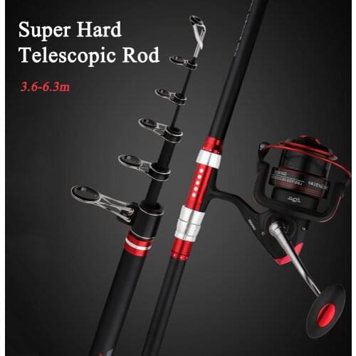 2021 Full Metal Reel Seat Super Hard Telescopic Fishing Rod 3.6M 3.9M 4.2M 4.5M 5.4M 6.3M Long Cast Carbon Fiber Travel Sea Rod