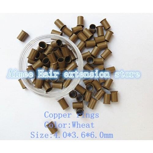 4.0*3.6*6.0mm5#Brown1000pcs/pack copper flared ring easily locks/copper tube micro link/ring /bead for i tip hair extension