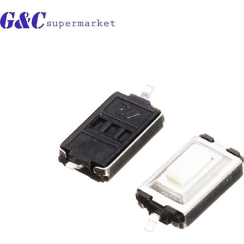 50pcs 3*6*2.5mm Black White SMD 2 Pins Snap-In Micro Push Button Tactile Tact Momentary Switch diy electronics