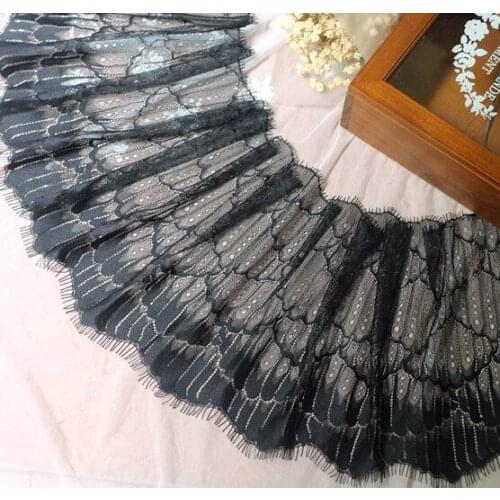 6M/Lot 27CM Wide Tulle Lace Trim Eyelash Fabric Dress Skirt Stitching Underwea Sewing DIY Decor