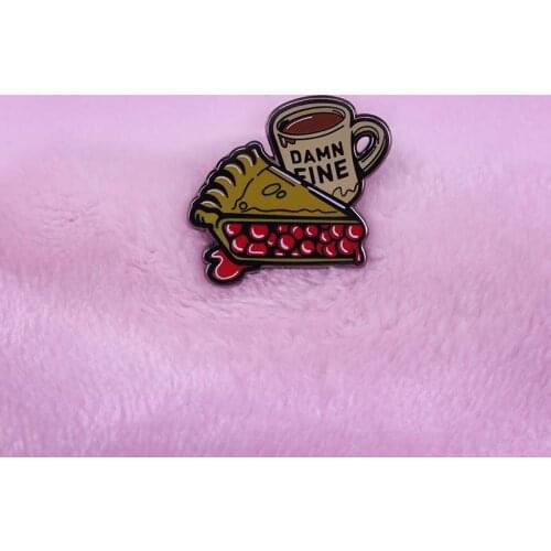 DAMN FINE Cake Pie Coffee enamel pin Twin Peaks inspired brooch