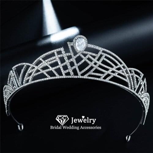 CC Crown for Women Wedding Accessories Bridal Hairwear Engagement Hair Ornaments Water Drop Shape Tiaras and Crowns Jewelry HS95