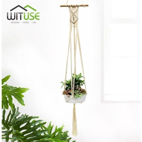 Handmade Flower Hanging Pot Rope Net Macrame Plant Hanger Flower Pot For Home Wall Decoration Courtyard Garden Planter Basket