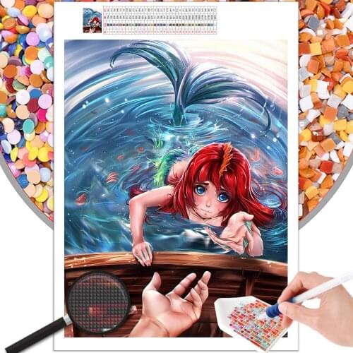 Children Diamond Painting Mermaid Princess Cartoon Rhinestone Embroidery 5D DIY Square Round Photo Cross Stitch Mosaic Kit Home