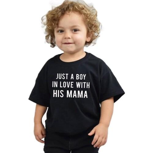 Kids t shirt for boys t shirts casual cotton Short sleeve t shirt tops just a boy in love with his mama print Toddler boys cloth