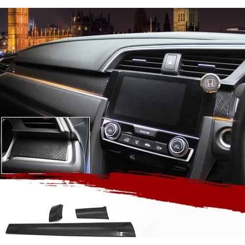 Right hand drive accessories For Honda Civic 10th 016-2019 Interies Dashboard Storage Box Carbon Fiber Veins Cover 3pcs