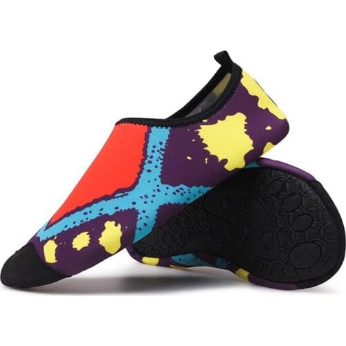 Summer Aqua Shoes Men Colorful Cube Printed Beach Shoes Women Stretch Fabric Breathable Yoga Outdoor Upstream Water Shoes