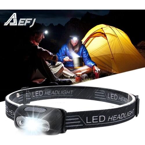 Mini Rechargeable LED Headlamp Body Motion Sensor Headlight Camping Flashlight Head Light Torch Lamp With USB