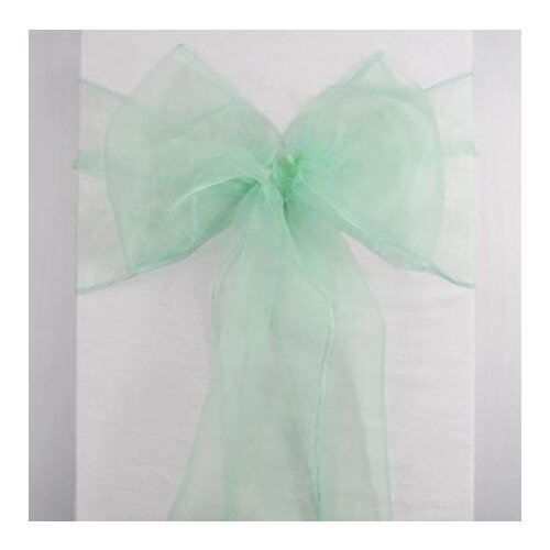 Hot Sale 50 Mint Green Aqua Organza Crystal Chair Sash Table Sample Fabric Roll wedding for Bow Gift Party -SASH