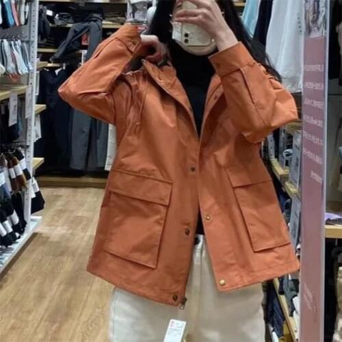 High-end jacket women tide spring tooling casual jacket lovers loose hooded jacket women