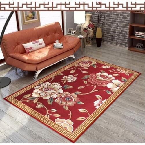 Korean style 100% wool Carpets For Bedroom hallyway Non-slip Modern Floral Carpet Floor Door Mat Delicate Red Thicken carpets