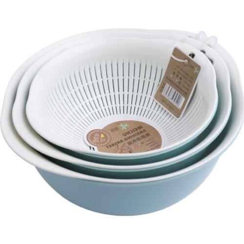 1PCS Colander Bowl For Washing Rice Vegetables Fruit Double Drain Multi-Color High Quality Basket Bowl Kitchen Useful Strainer