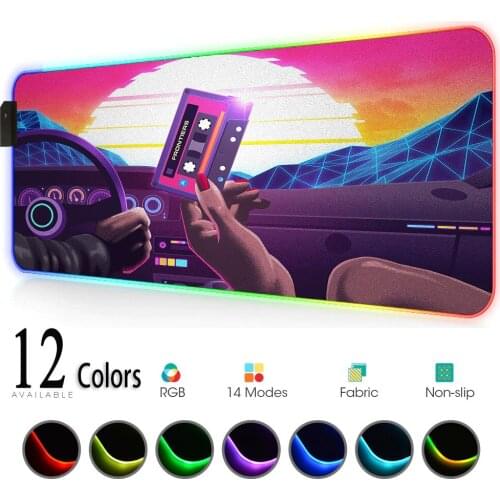 Purple Desk Mat Retrowave Led Mouse Pad with Rgb Mats with Backlight Setup Gamer Accessories Big Mousepepad Gaming Lighting Rgb