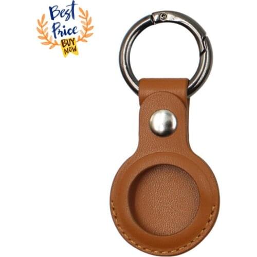 Leather Protector Cover With Keychain For AirTags Shockproof Anti-Scratch Anti-Fall Sleeve Protective Case Shell For Air Tags