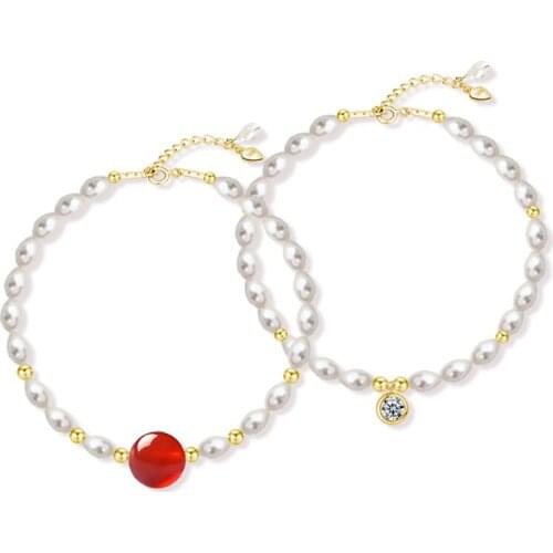 Liemjee Agate Zircon Rice Pearl Silver Bracelet Fashion Luxury Party Jewelry For Women Feature Namour Charm Gift All Seasons